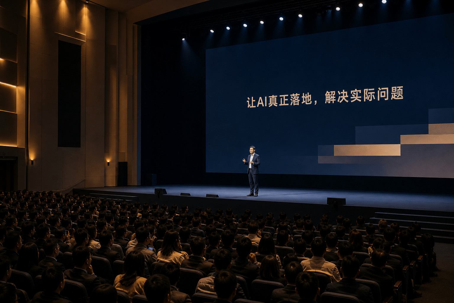 大型礼堂里的 AI 主题演讲
