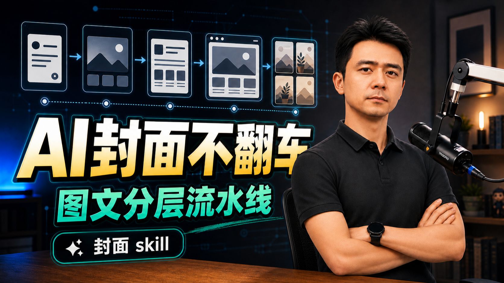 为什么AI出图总把字画歪？我把封面拆成两层来解决